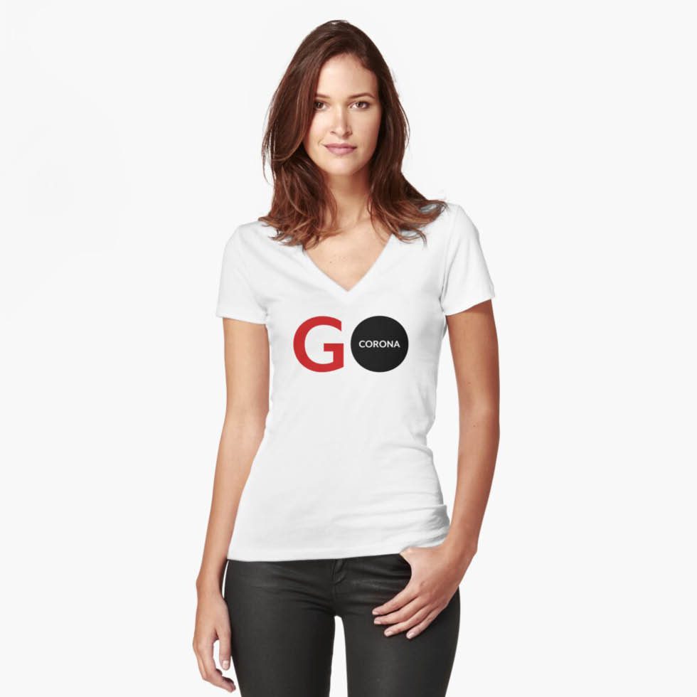 Lava Prints Go Corona T-shirt for Women White V-Neck