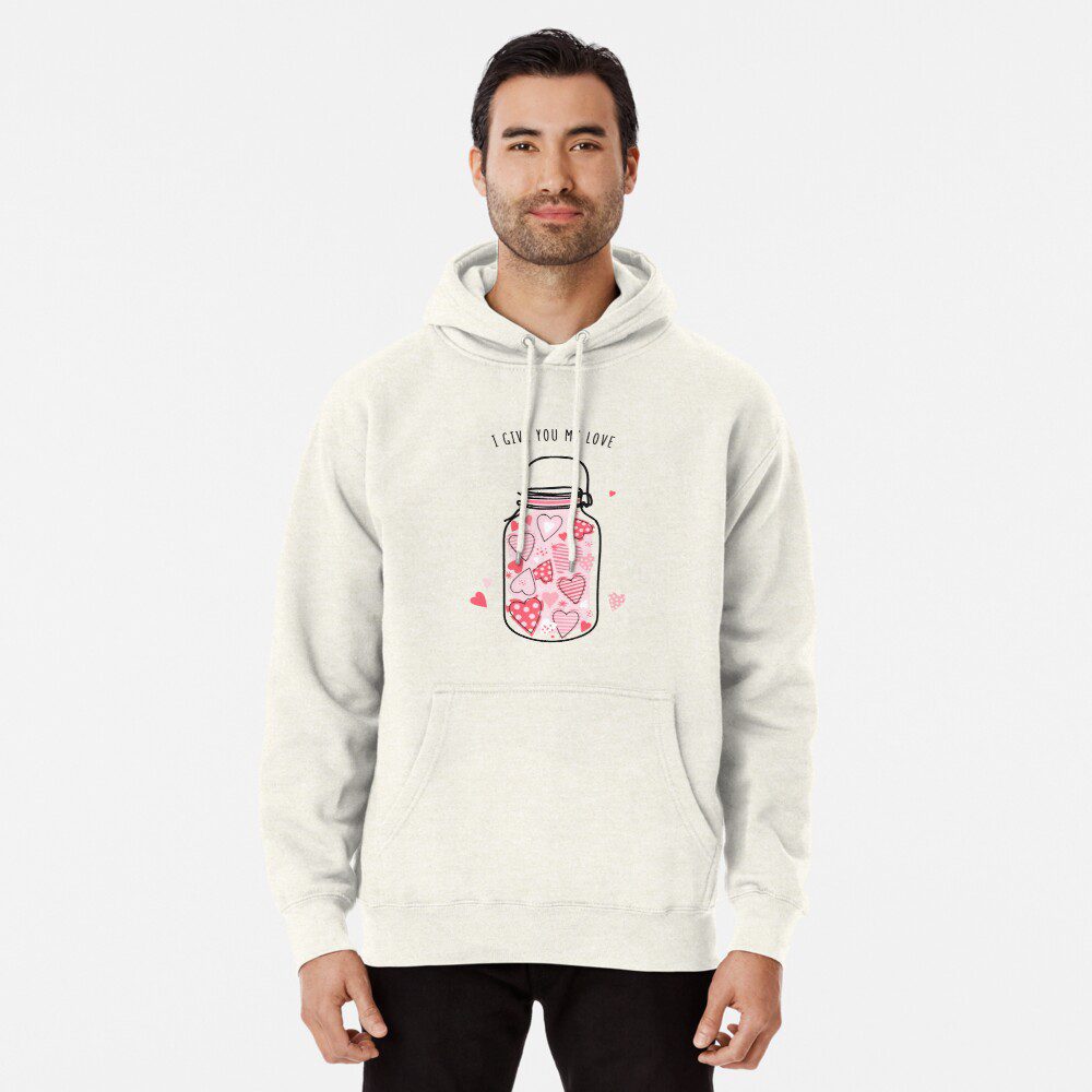 Printed valentine pullover hoodies