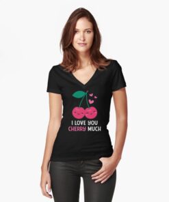 black fitted v-neck t-shirt for women