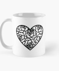 Heart shaped printed coffee mugs