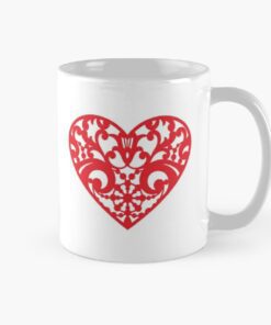 heart shaped design printed mugs
