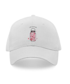 White cap with valentine texts