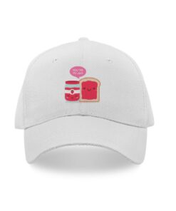 White cap printed with love texts