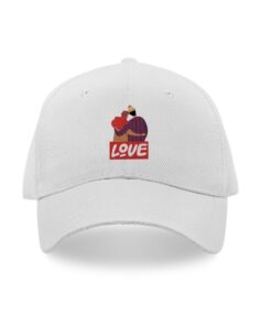 White printed caps