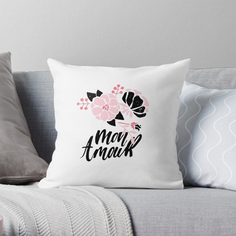 White throw pillow for sofa, bed and couch