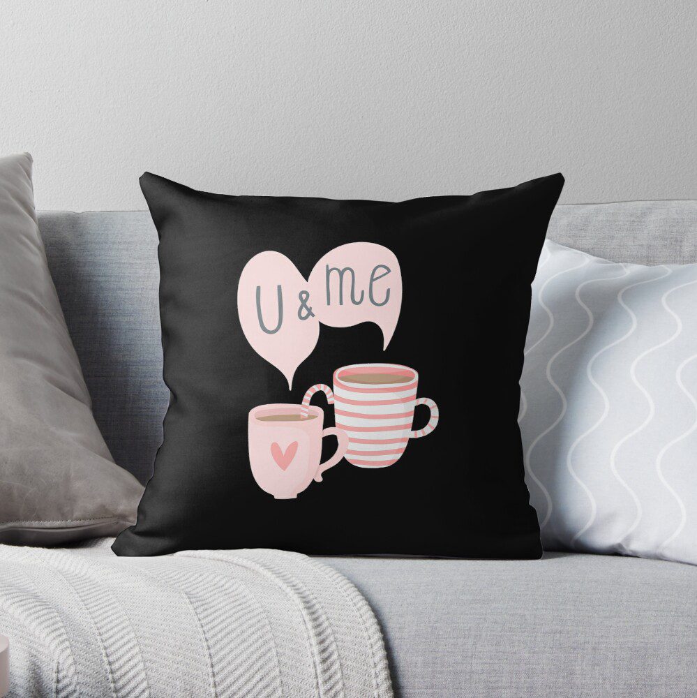Black throw pillow U & Me