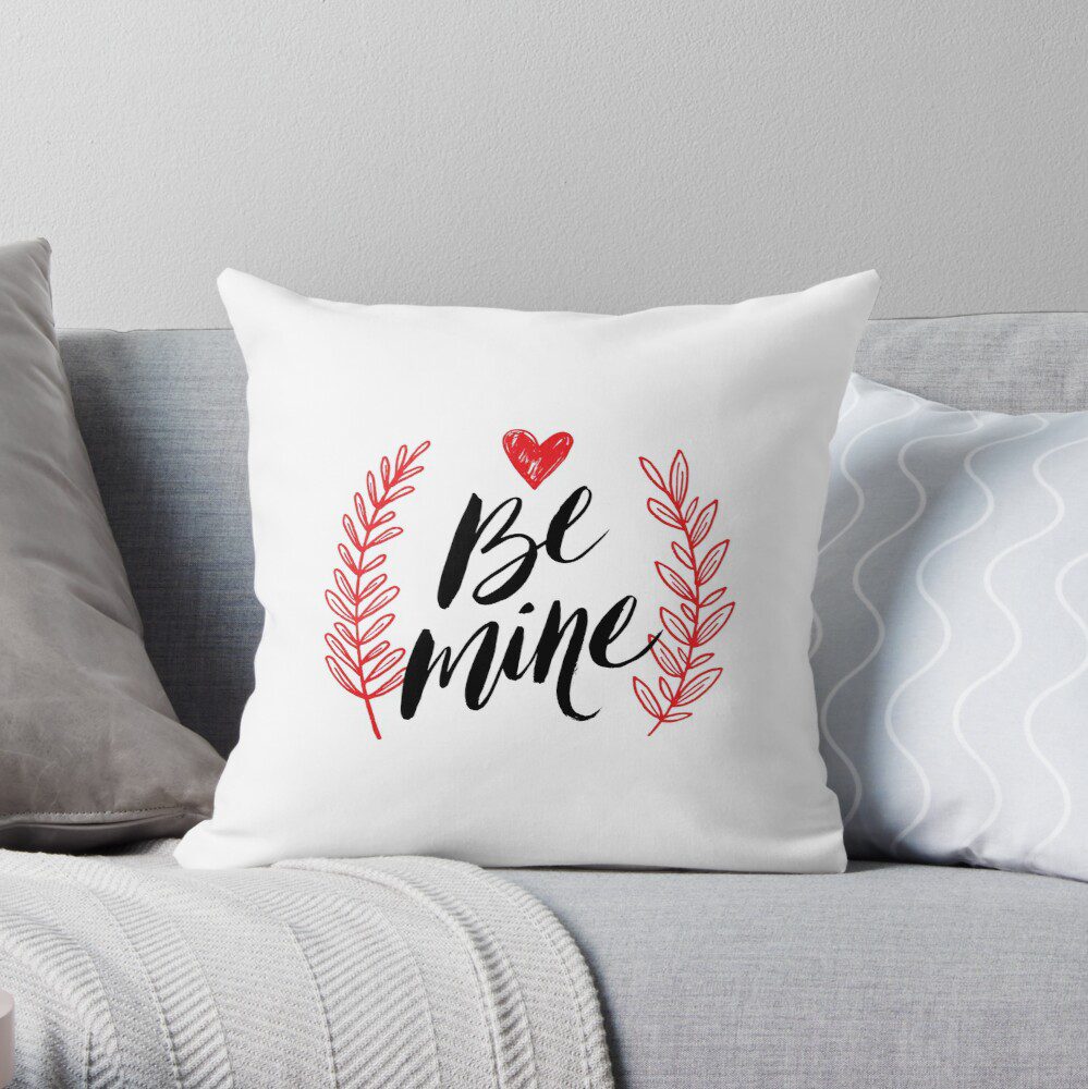 Be mine white throw pillow