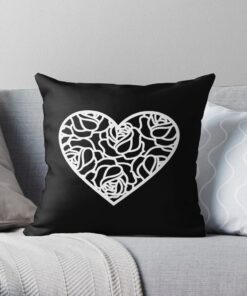 Black throw pillow with heart design