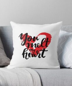 White throw pillow printed you melt my heart