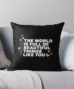 Black printed throw pillow