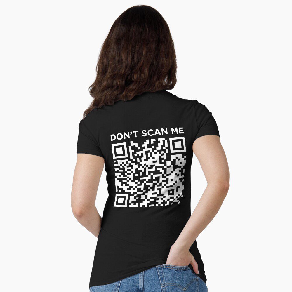 Black Don’t Scan Me QR code t-shirt with bold back print design by Lava Prints Dubai